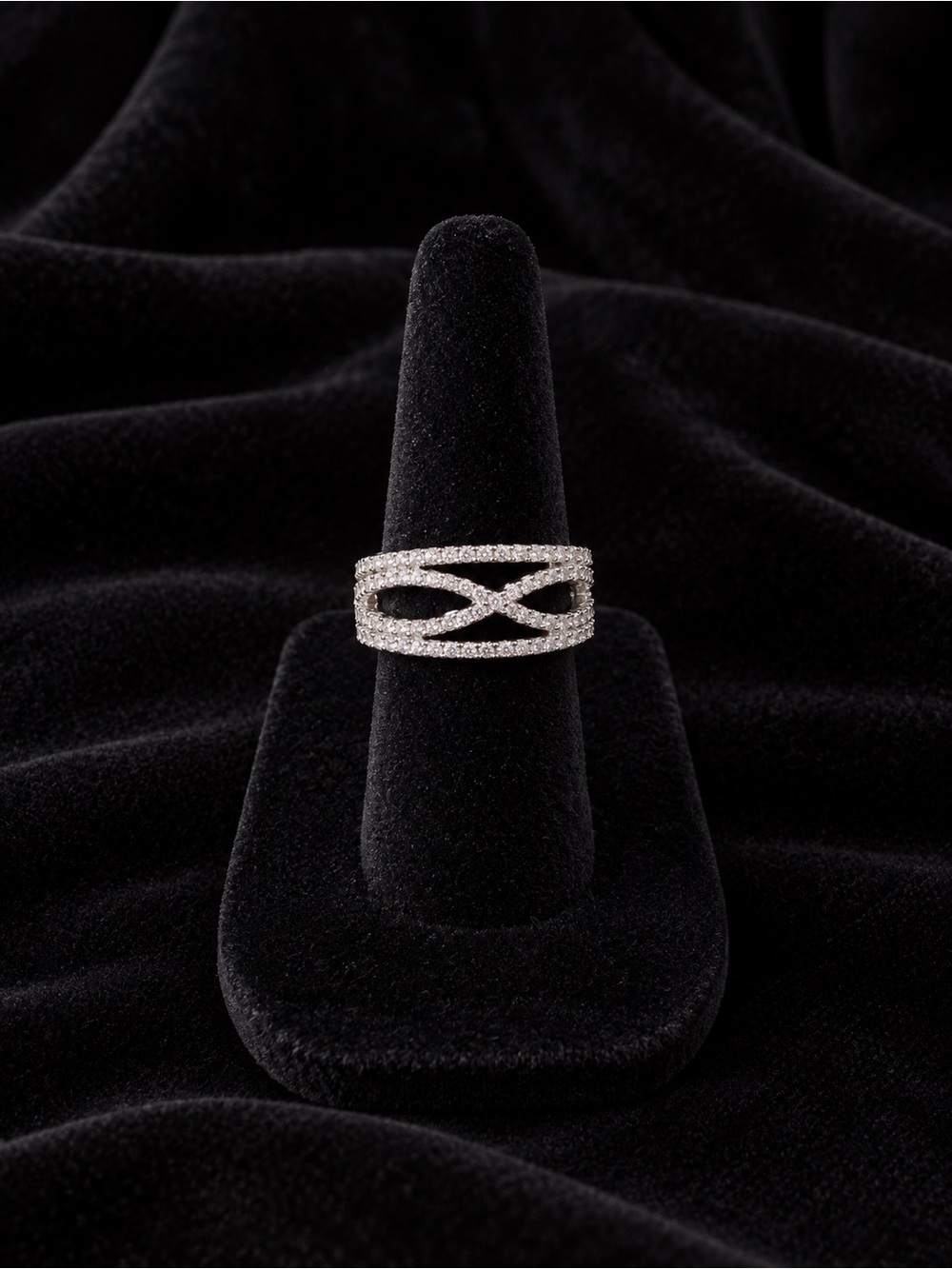 Dazzling Silver-Tone Infinity Crystal Ring - White Size 5